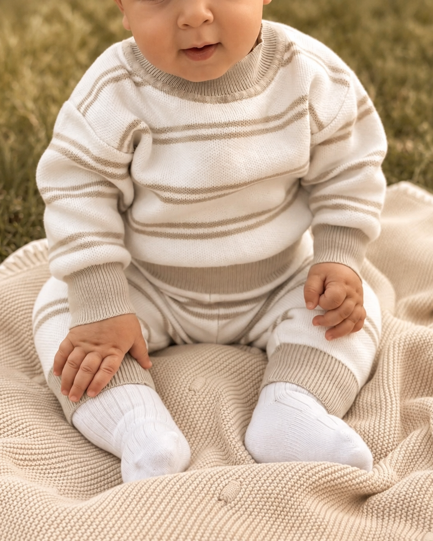 Oat Stripe Knit Set
