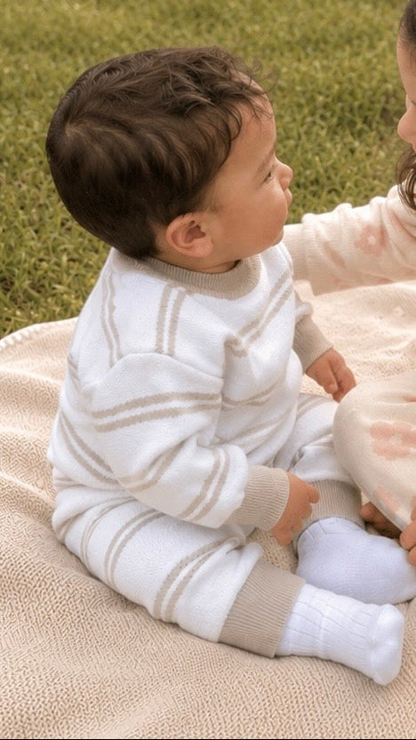 Oat Stripe Knit Set